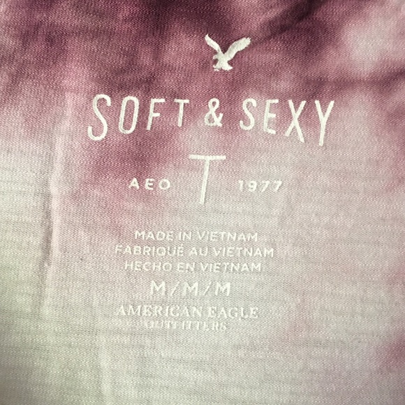 AMERICAN EAGLE Purple Tie Dye Cropped Scoop Neck - Picture 3 of 5